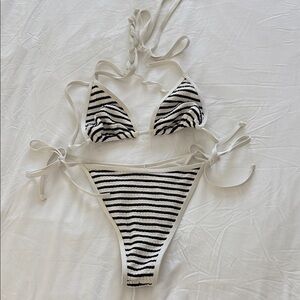 Lspace Striped Black and White Bikini Set